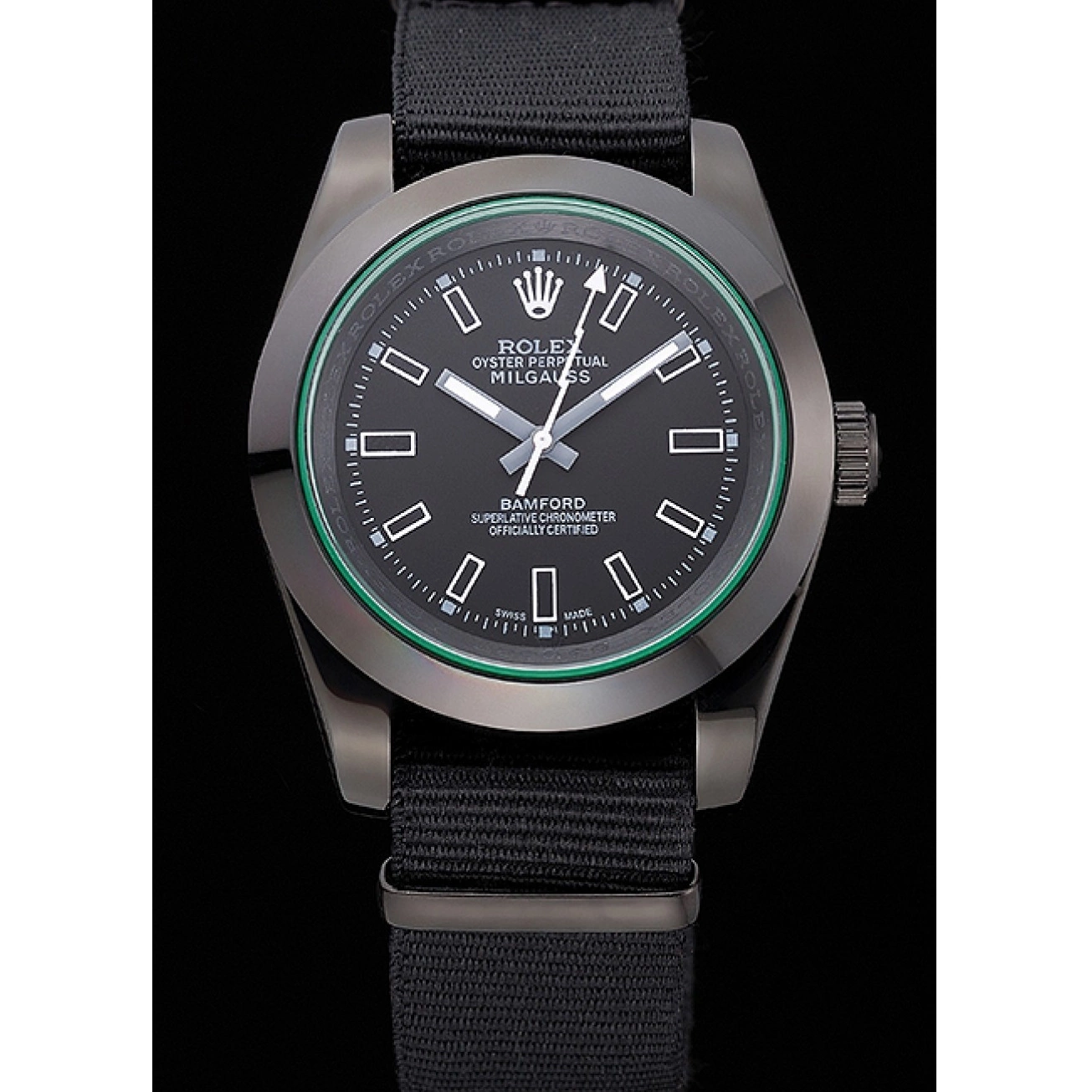 Aaa fake watches Rolex Milgauss 622001 Bamford Strap Nylon Black 0603